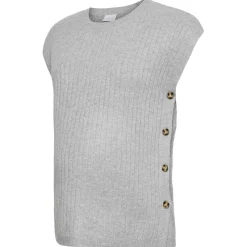 Truien & Vesten*Mamalicious zwangerschapstrui mouwloos effen grijs Grey Melee Light