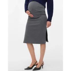 Jurken & Rokken*Mamalicious zwangerschapsrok knielengte effen grijs Light Grey Denim