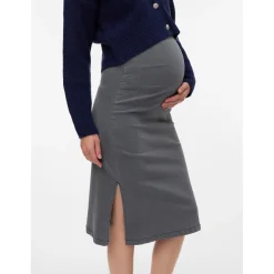 Jurken & Rokken*Mamalicious zwangerschapsrok knielengte effen grijs Light Grey Denim