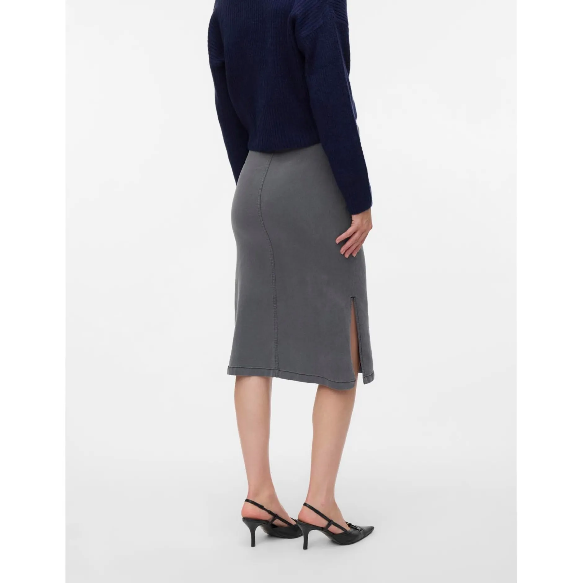 Jurken & Rokken*Mamalicious zwangerschapsrok knielengte effen grijs Light Grey Denim