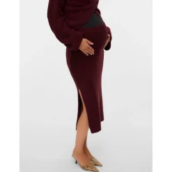Jurken & Rokken*Mamalicious zwangerschapsrok knielengte effen rood Winered