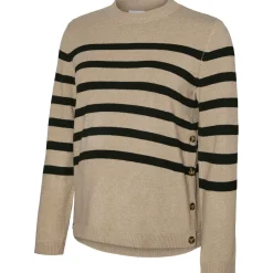 Truien & Vesten*Mamalicious zwangerschapstrui lange mouwen strepen beige Sandbrown