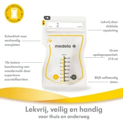 Borstkolf Accessoires|Borstvoedingszakjes & -Flesjes*Medela Moedermelkbewaarzakjes 210 ml - 50 stuks