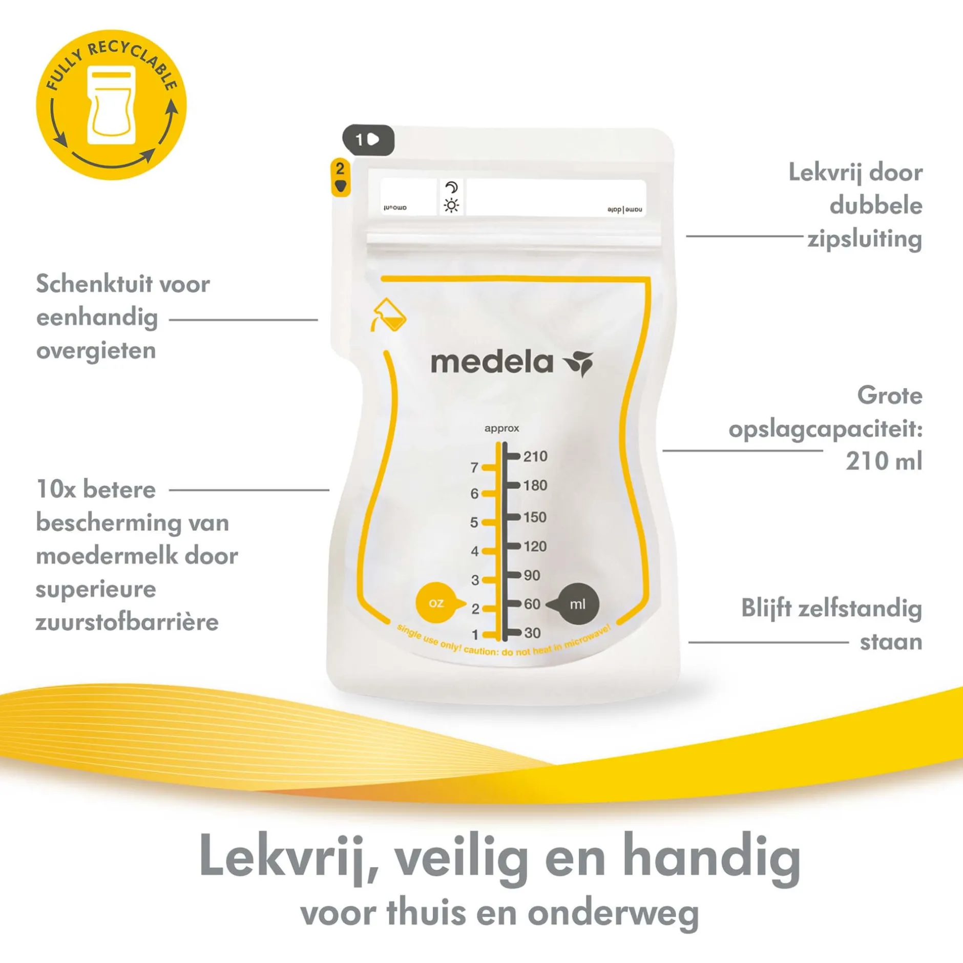 Borstkolf Accessoires|Borstvoedingszakjes & -Flesjes*Medela Moedermelkbewaarzakjes 210 ml - 50 stuks