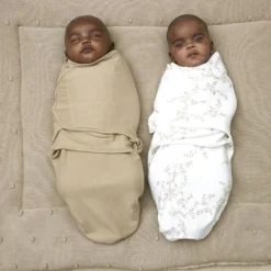 Inbakerdoeken & Inbakerslaapzakken*Meyco swaddle branches 2 stuks 3-6 maanden Sandbrown