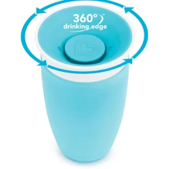 Drinkbekers*Munchkin drinkbeker Miracle 360 graden - 296 ml 12+ maanden blauw