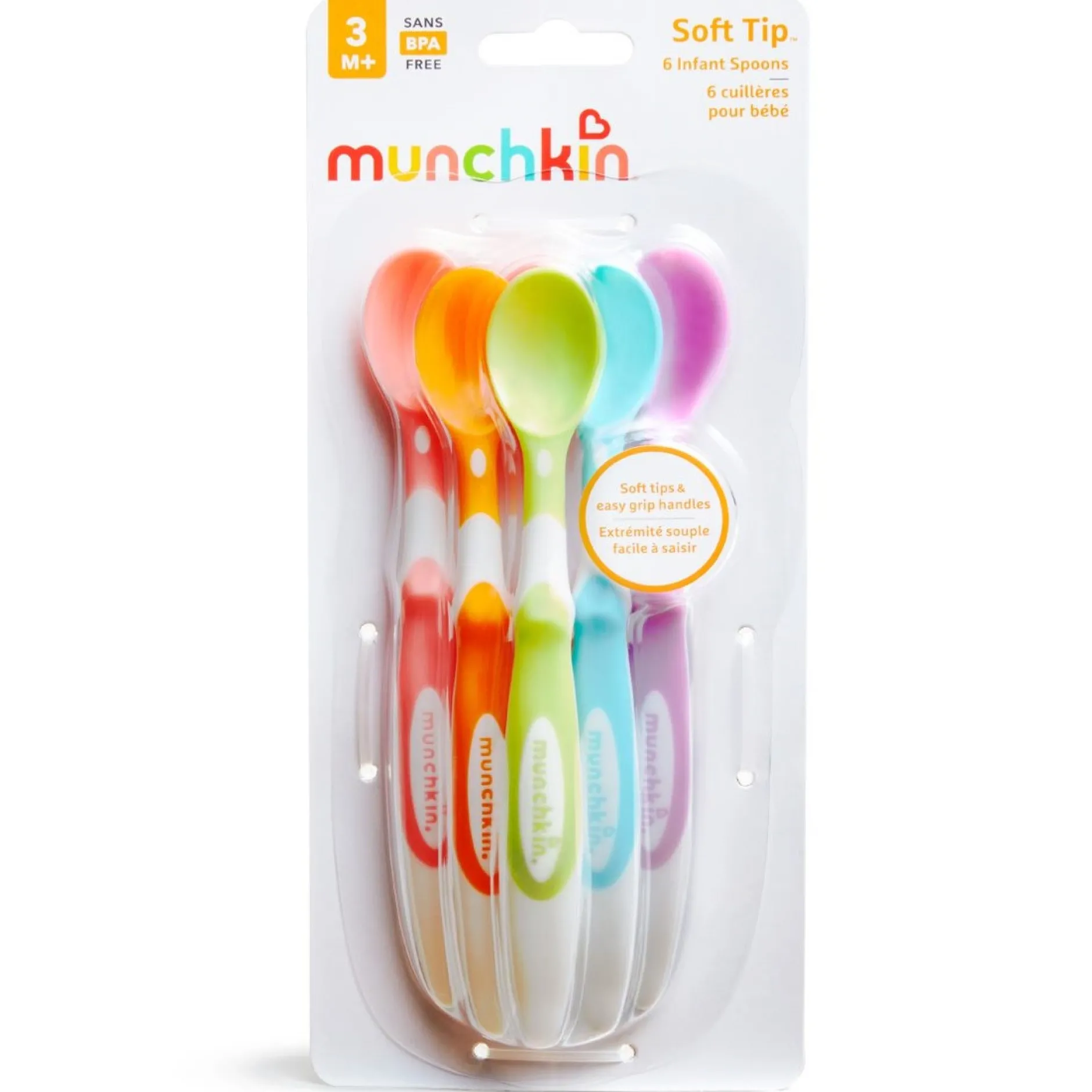 Kinderbestek*Munchkin lepels soft tip 6 stuks 3+ maanden naturel