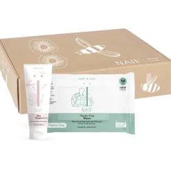 Billendoekjes*Naif Naïf giftset diapercream en billendoekjes wit