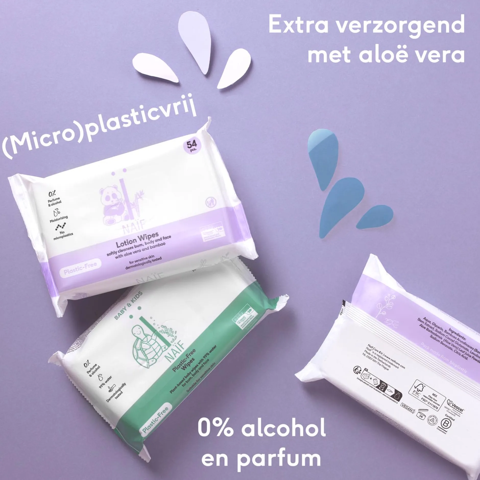 Billendoekjes*Naif Naïf Plasticvrije Lotion Billendoekjes 8 pack