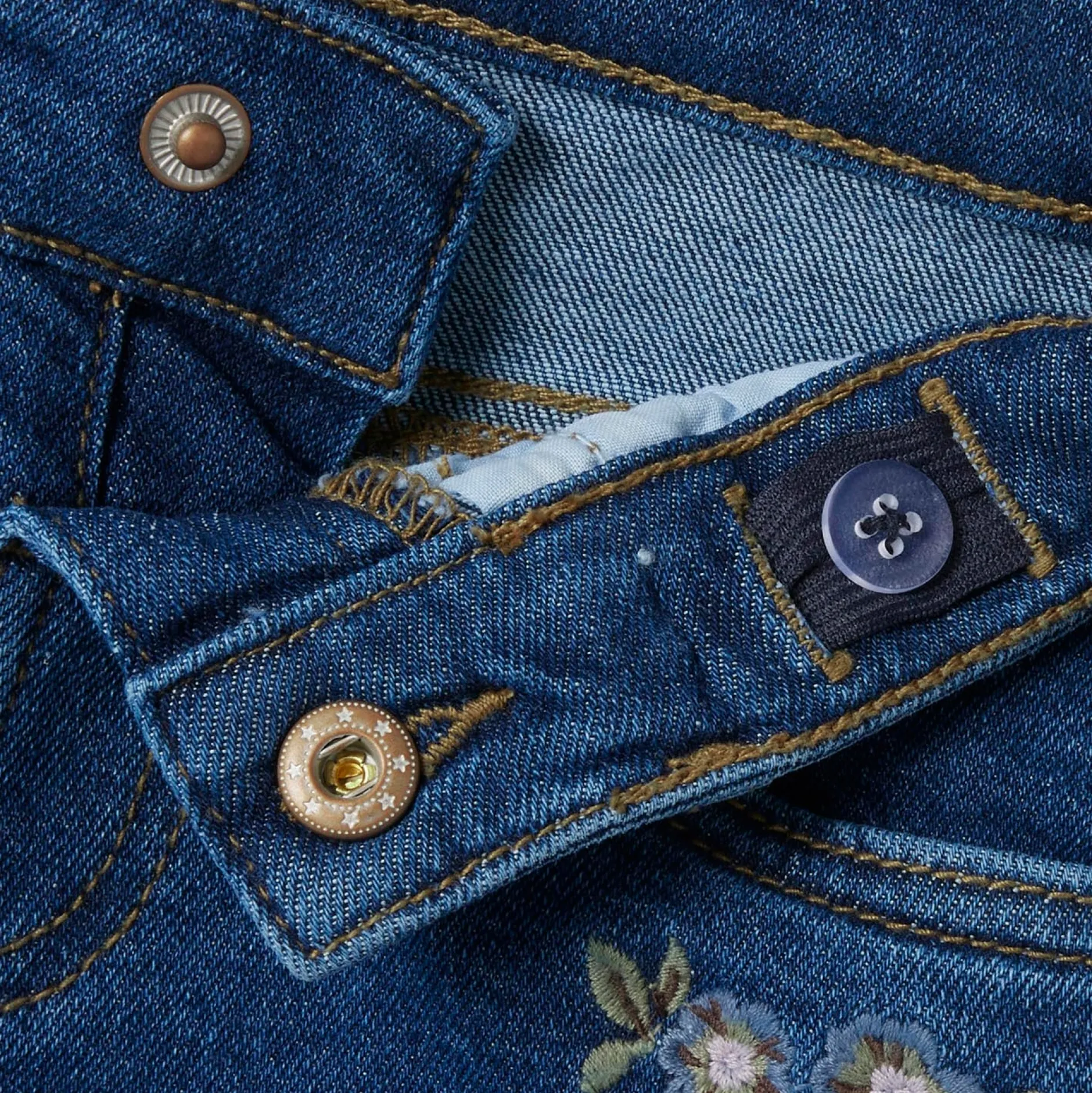 Broeken & Leggings|Jeans*Name It peuter broek bloemen denim Dark Blue Denim