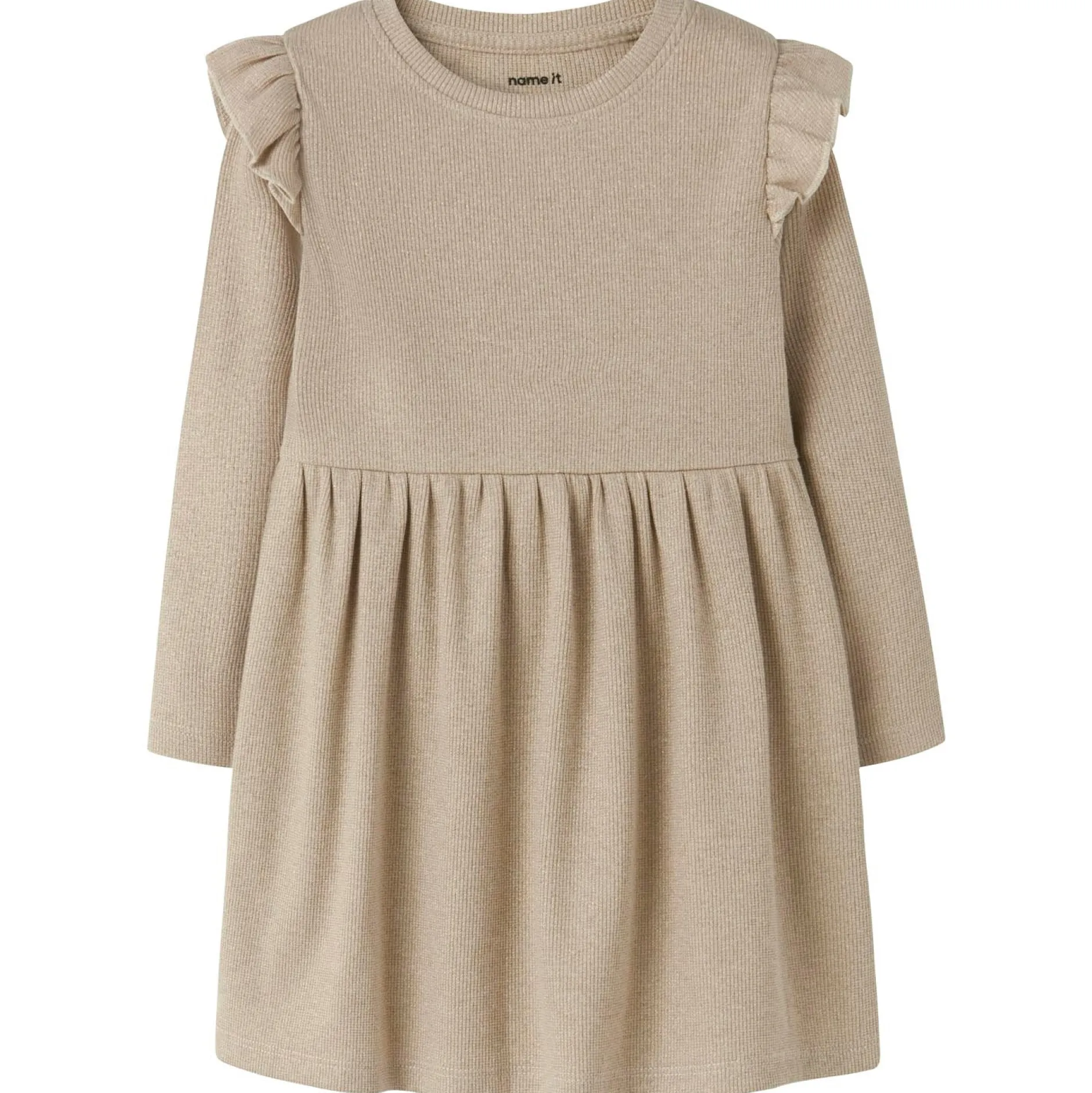 Jurken & Rokken|Jurken & Rokken*Name It peuter jurk lange mouwen effen goud Light Beige Brown