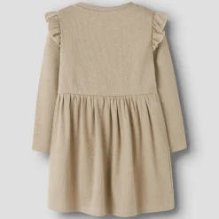 Jurken & Rokken|Jurken & Rokken*Name It peuter jurk lange mouwen effen goud Light Beige Brown