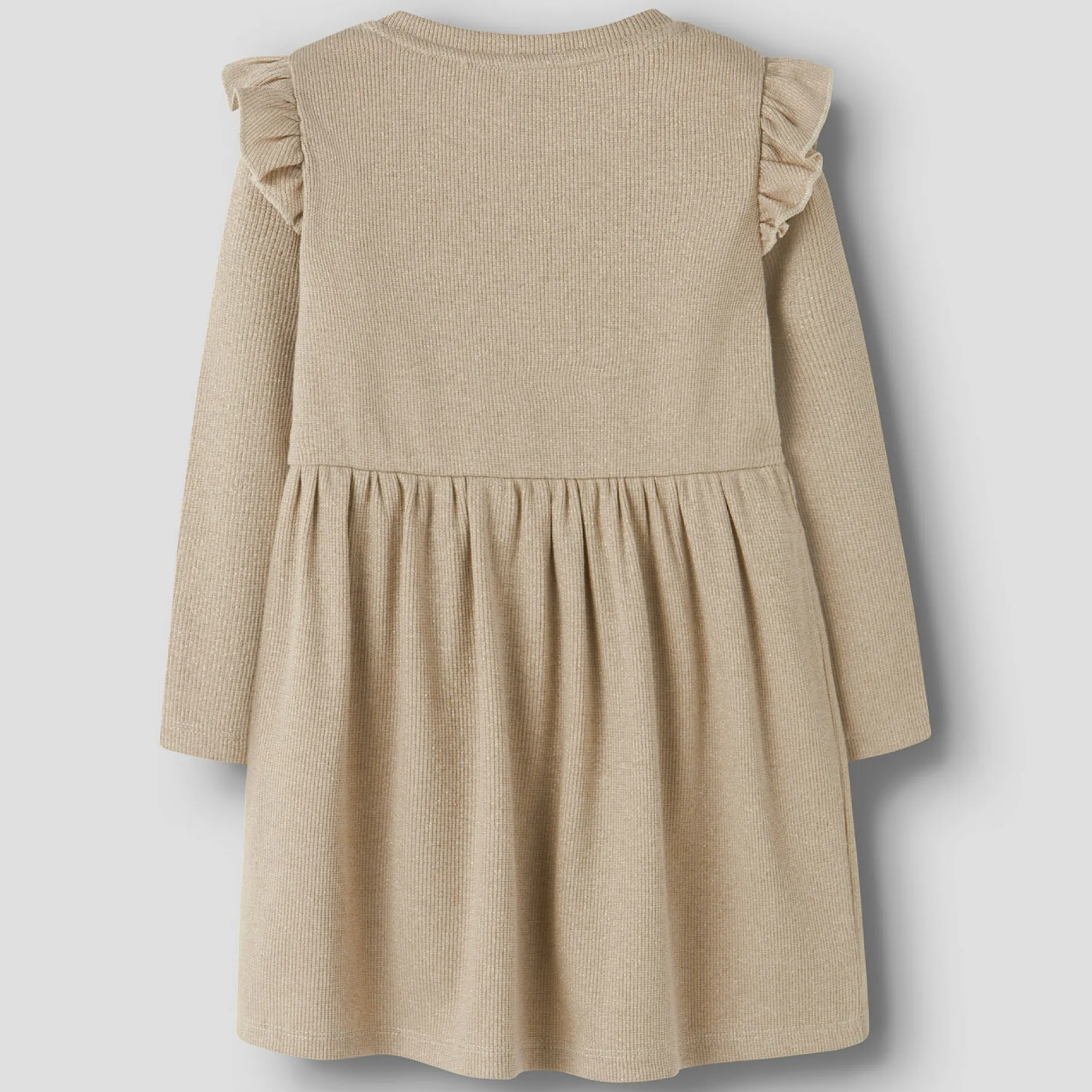 Jurken & Rokken|Jurken & Rokken*Name It peuter jurk lange mouwen effen goud Light Beige Brown