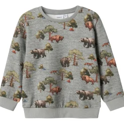 Truien & Vesten|Truien & Sweaters*Name It peuter sweater lange mouwen all over print grijs Mid Grey Denim