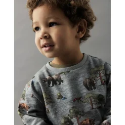 Truien & Vesten|Truien & Sweaters*Name It peuter sweater lange mouwen all over print grijs Mid Grey Denim
