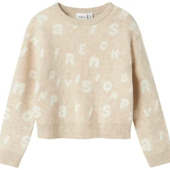 Truien & Vesten|Shirts & Blouses*Name It peuter trui lange mouwen all over print beige Beigebrown