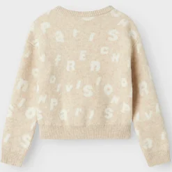 Truien & Vesten|Shirts & Blouses*Name It peuter trui lange mouwen all over print beige Beigebrown