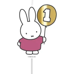Feestartikelen*Haza original Nijntje hoera 1 jaar kaars Pink