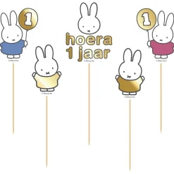 Feestartikelen*Haza original Nijntje hoera 1 jaar taart decoratie Multi