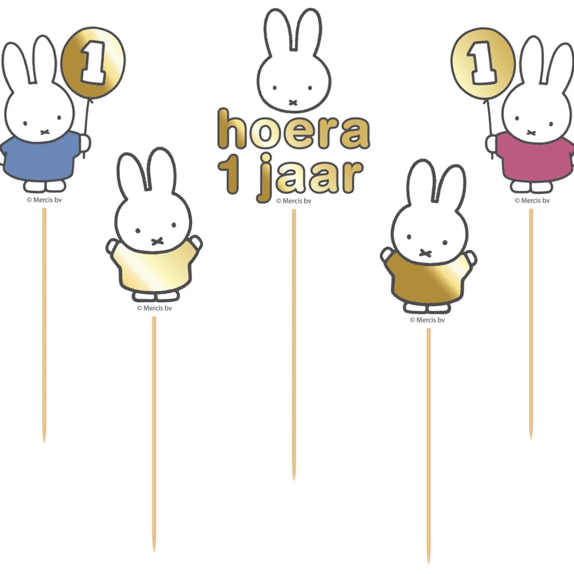 Feestartikelen*Haza original Nijntje hoera 1 jaar taart decoratie Multi