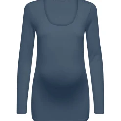 Shirts & Tops*Only Maternity ONLY zwangerschaps T-shirt lange mouwen effen blauw Indigo Blue
