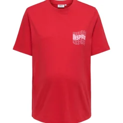Shirts & Tops*Only Maternity ONLY zwangerschaps T-shirt korte mouwen tekst rood Red
