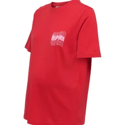 Shirts & Tops*Only Maternity ONLY zwangerschaps T-shirt korte mouwen tekst rood Red