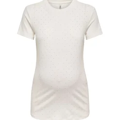 Shirts & Tops*Only Maternity ONLY zwangerschaps T-shirt korte mouwen effen wit Off-White