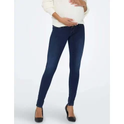Basics|Jeans*Only Maternity ONLY zwangerschapsjeans lang effen blauw Mid Blue Denim