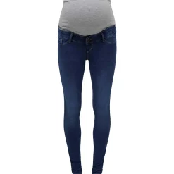 Basics|Jeans*Only Maternity ONLY zwangerschapsjeans lang effen blauw Mid Blue Denim