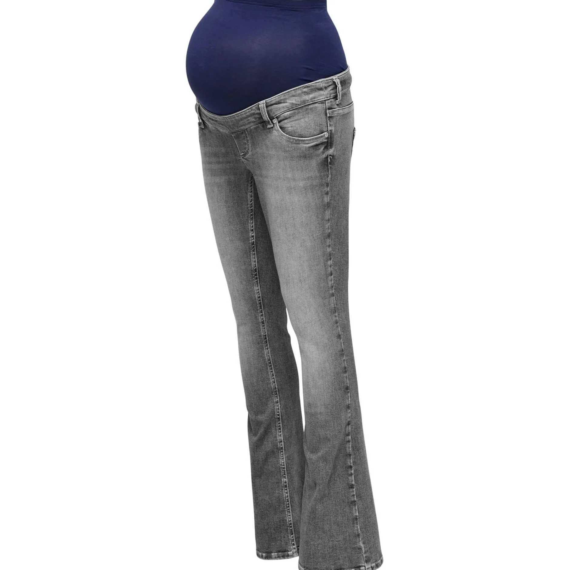 Basics|Jeans*Only Maternity ONLY zwangerschapsjeans lang effen grijs Mid Grey Denim
