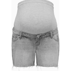 Broeken*Only Maternity ONLY zwangerschapsshort kort effen grijs Light Grey Denim