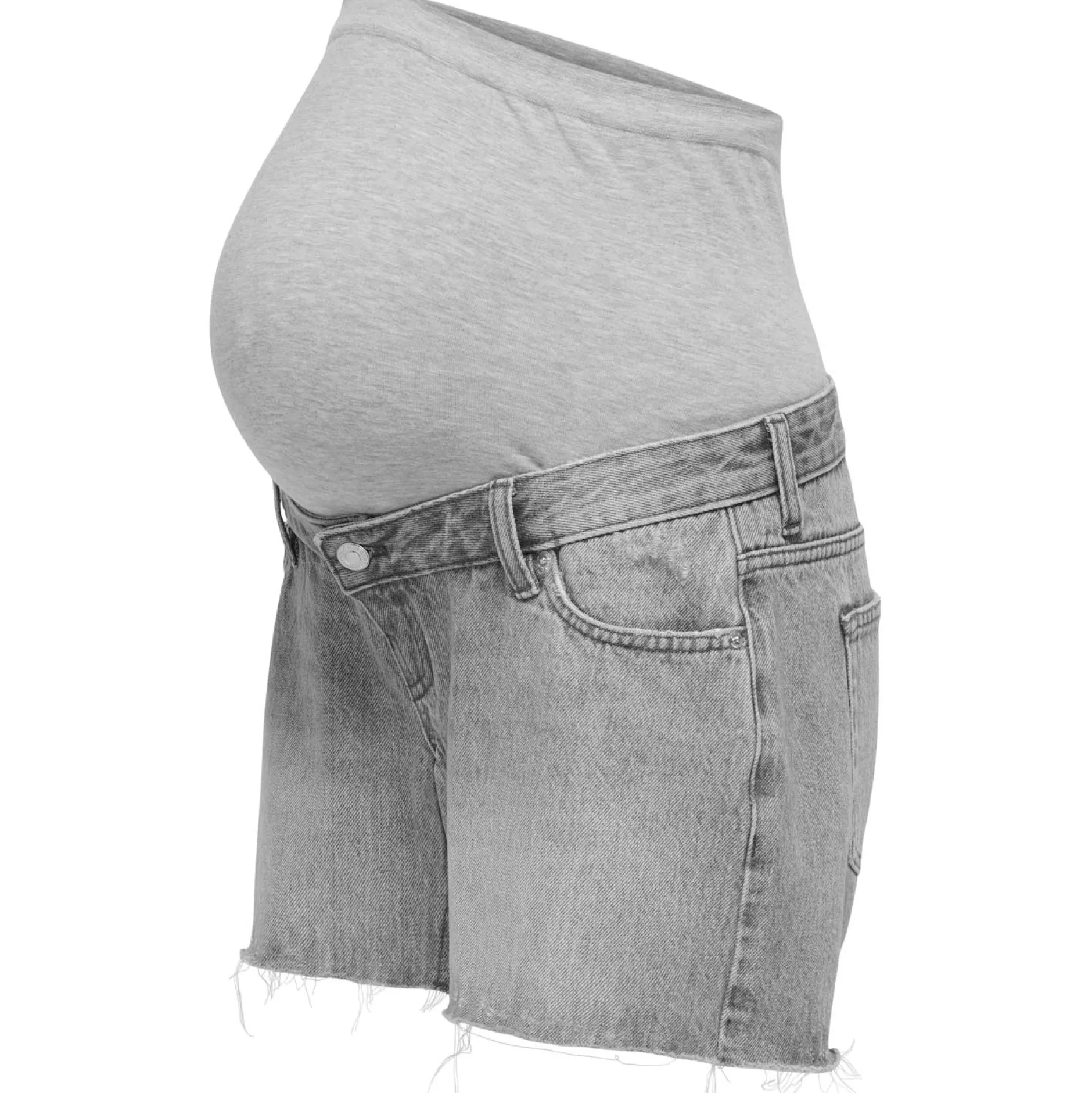 Broeken*Only Maternity ONLY zwangerschapsshort kort effen grijs Light Grey Denim