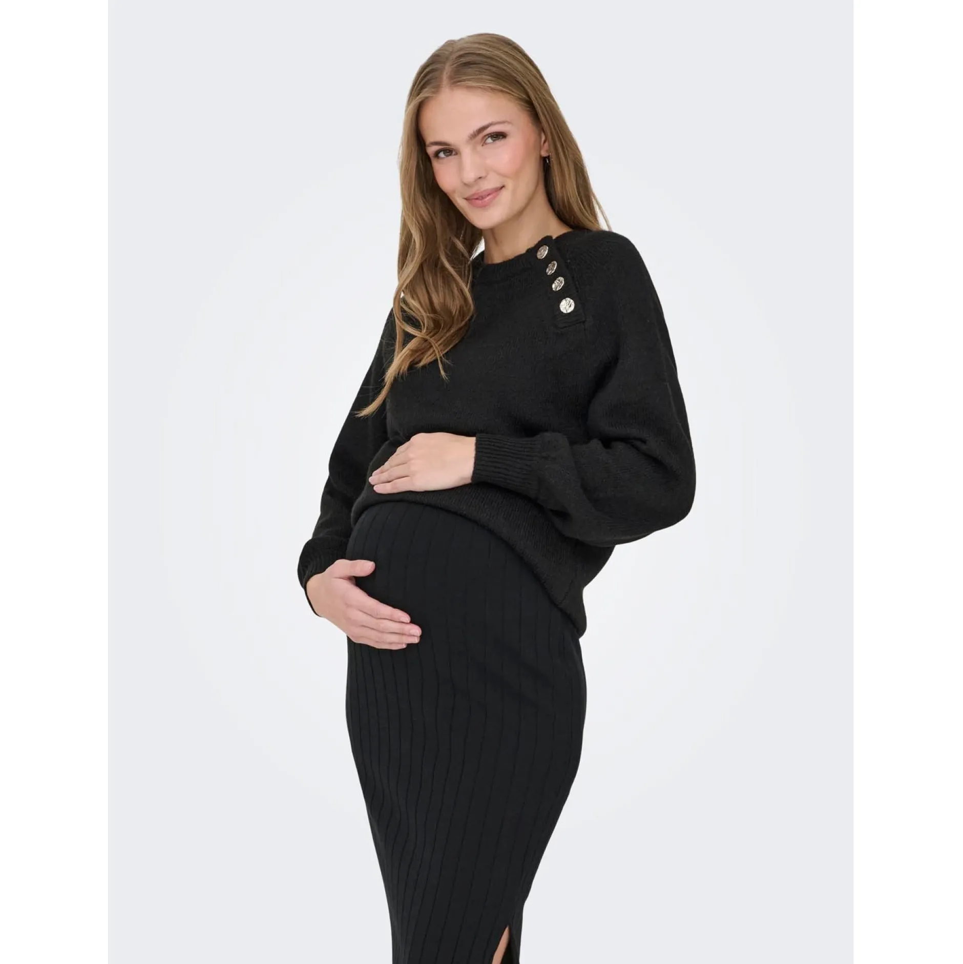 Truien & Vesten*Only Maternity ONLY zwangerschapstrui lange mouwen effen zwart Black