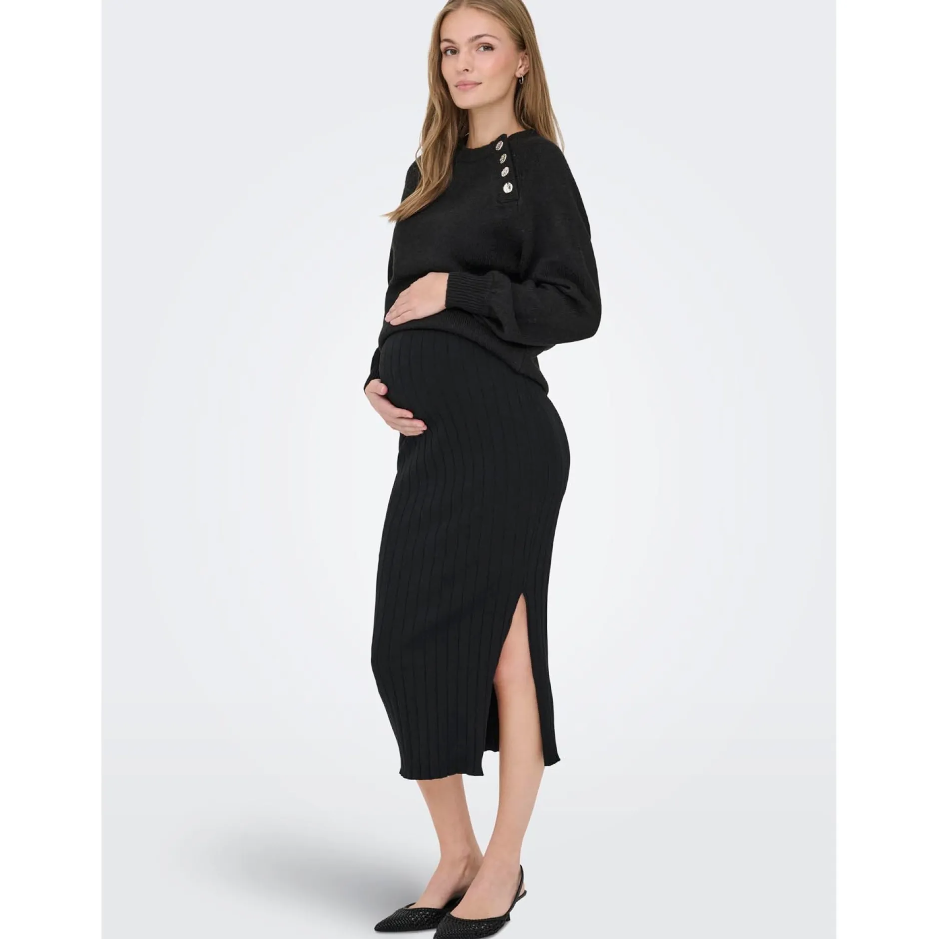 Truien & Vesten*Only Maternity ONLY zwangerschapstrui lange mouwen effen zwart Black