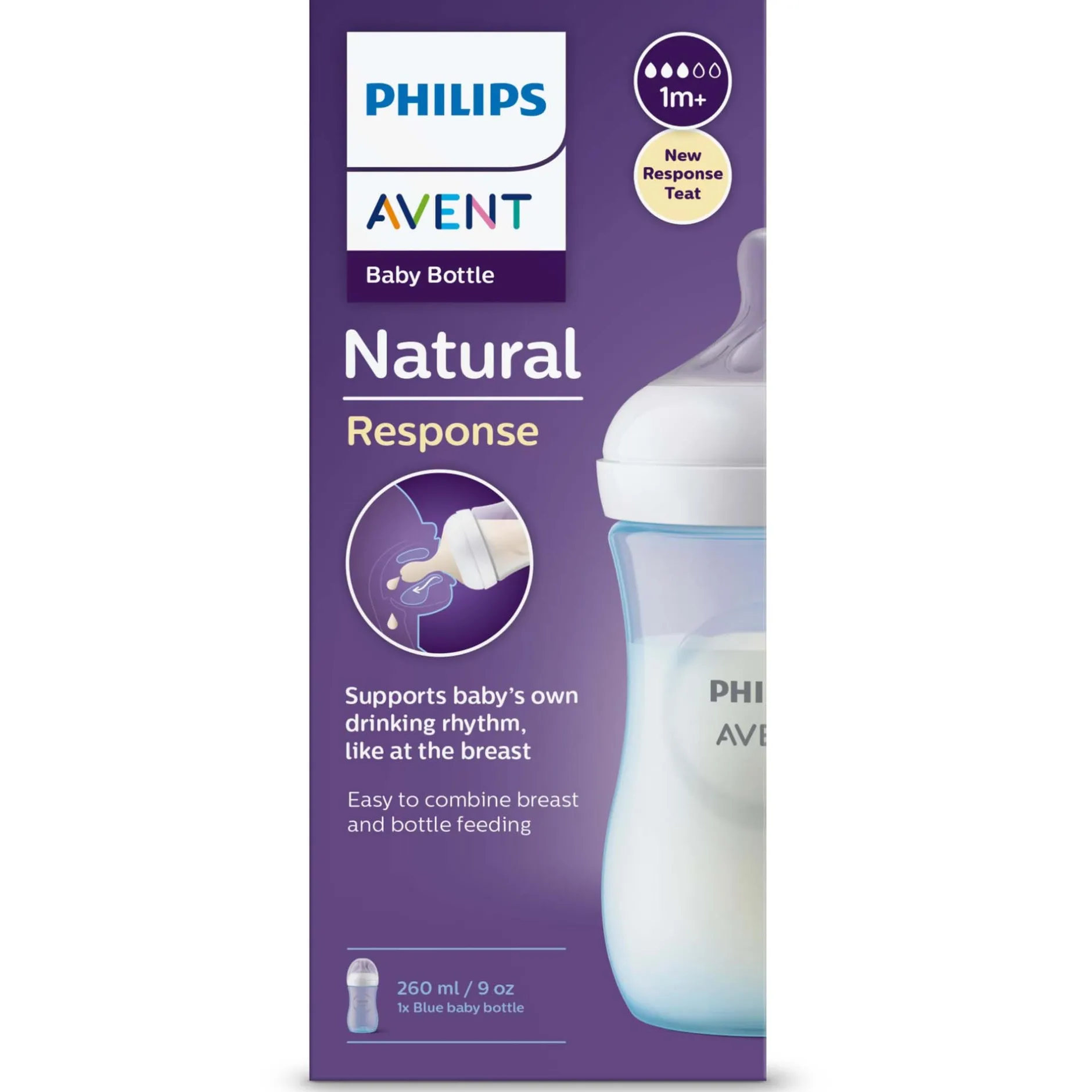 Flesjes*Philips Avent Natural fles 260ML blauw