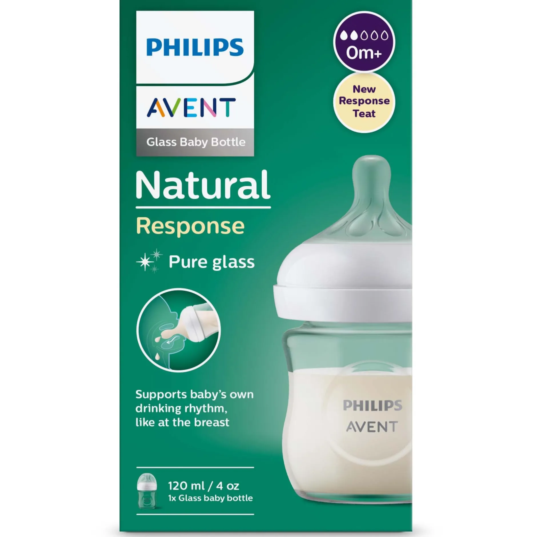 Flesjes*Philips Avent Natural glazen fles 120ML transparant