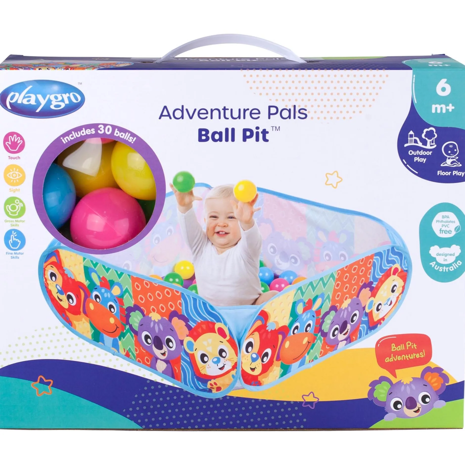 Speelkleden & Babygyms*Playgro ballenbak Adventure Pals Ball Pit Multi