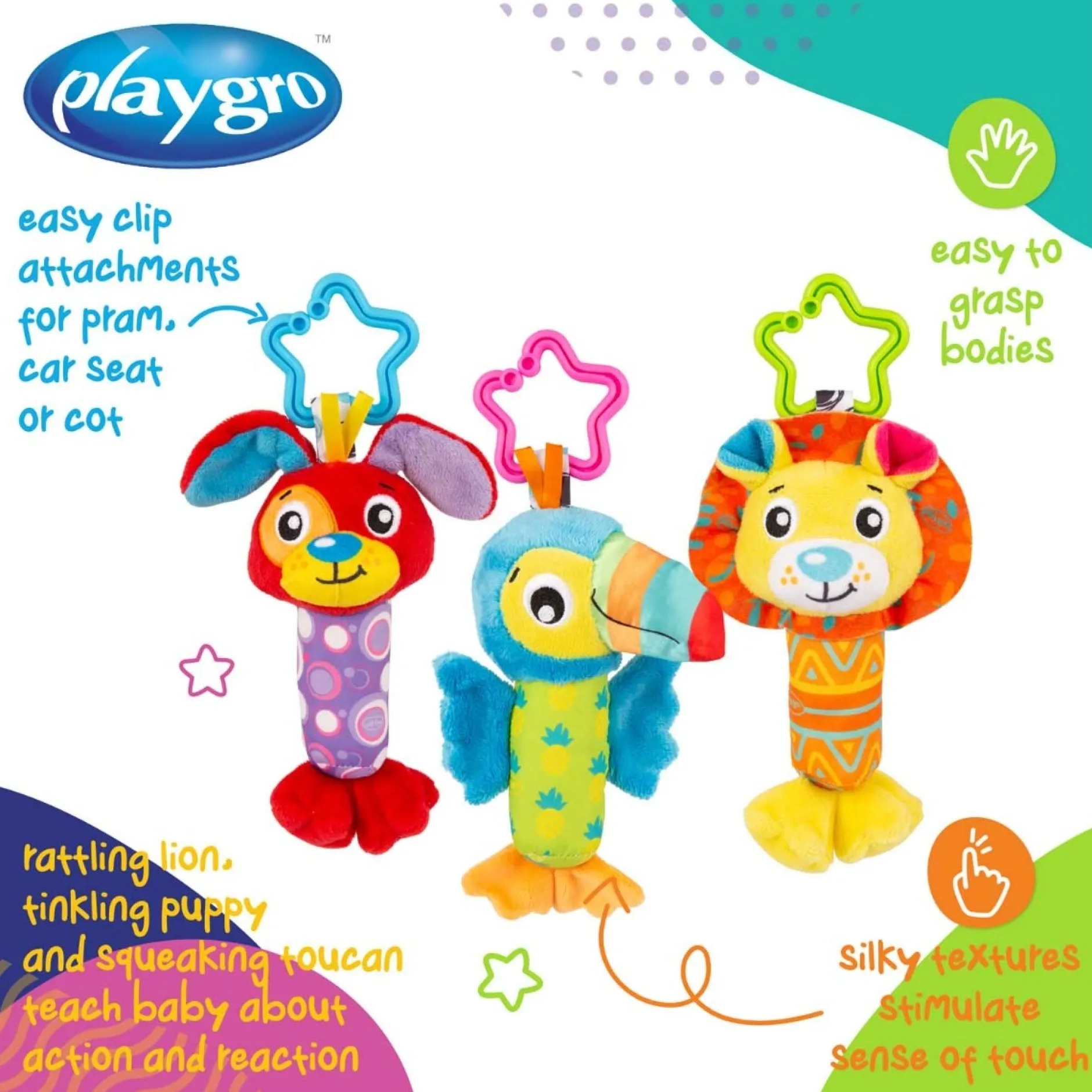 Hangspeelgoed|Speelgoed Voor Onderweg*Playgro hangspeeltje Tinkle Trio Multi