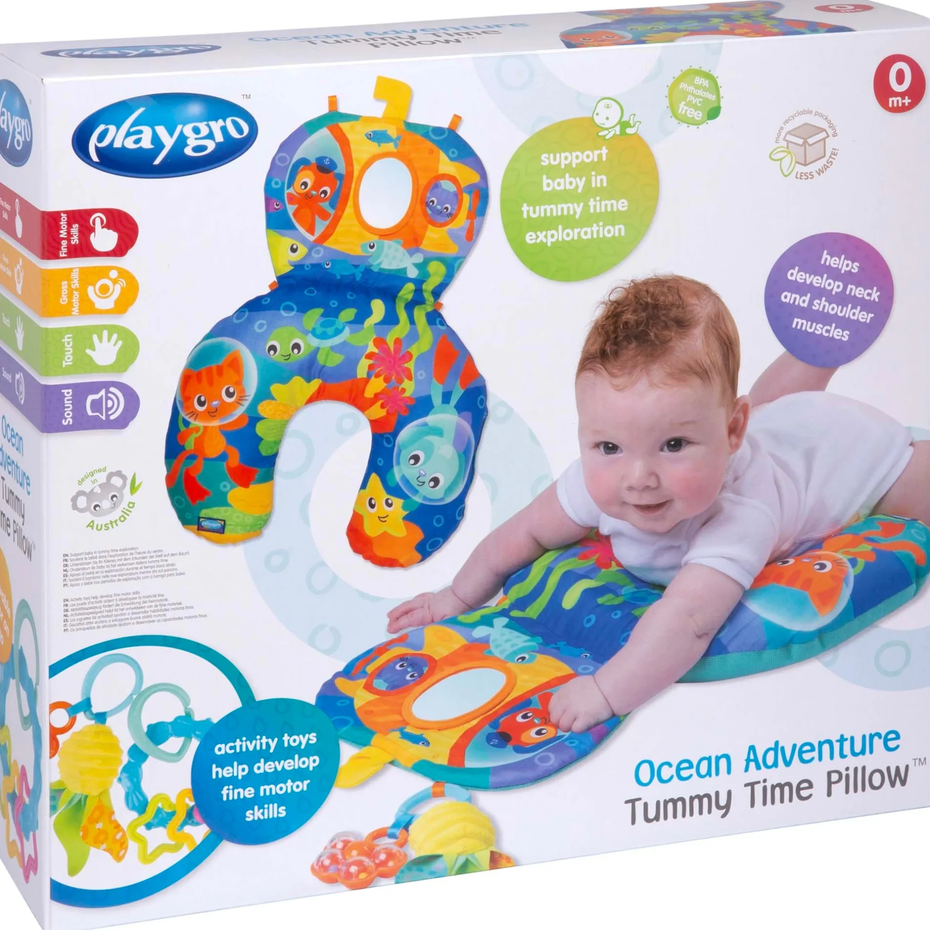 Speelkleden & Babygyms*Playgro ocean tummy time activity pillow Multi