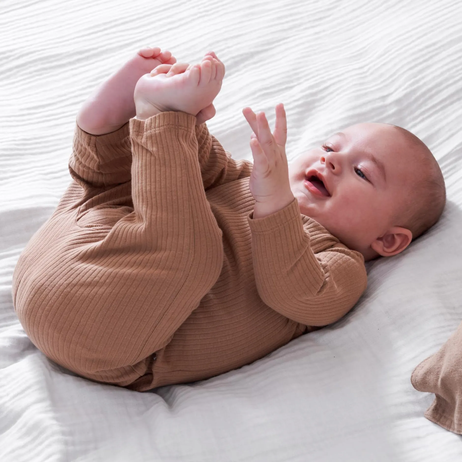 Pyjama's|Pyjama's*Prénatal Prenatal baby rib pyjama beige Dark Sand Brown