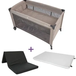Campingbedden|Bundels En Combideals*Prénatal Prenatal campingbed Sinne taupe met matras & matrashoes