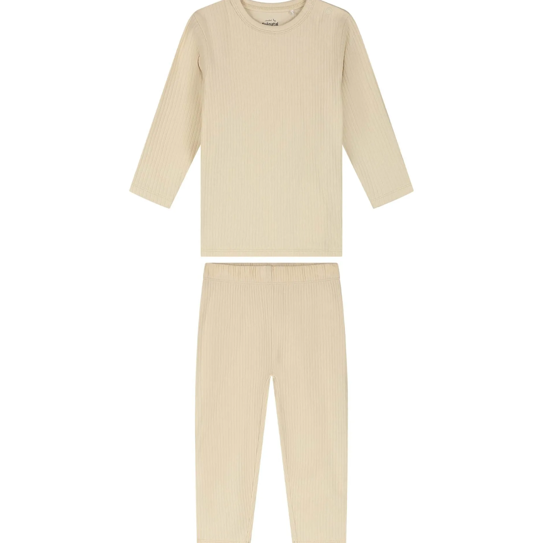 Pyjama's|Pyjama's*Prénatal Prenatal peuter rib pyjama beige Dark Ecru