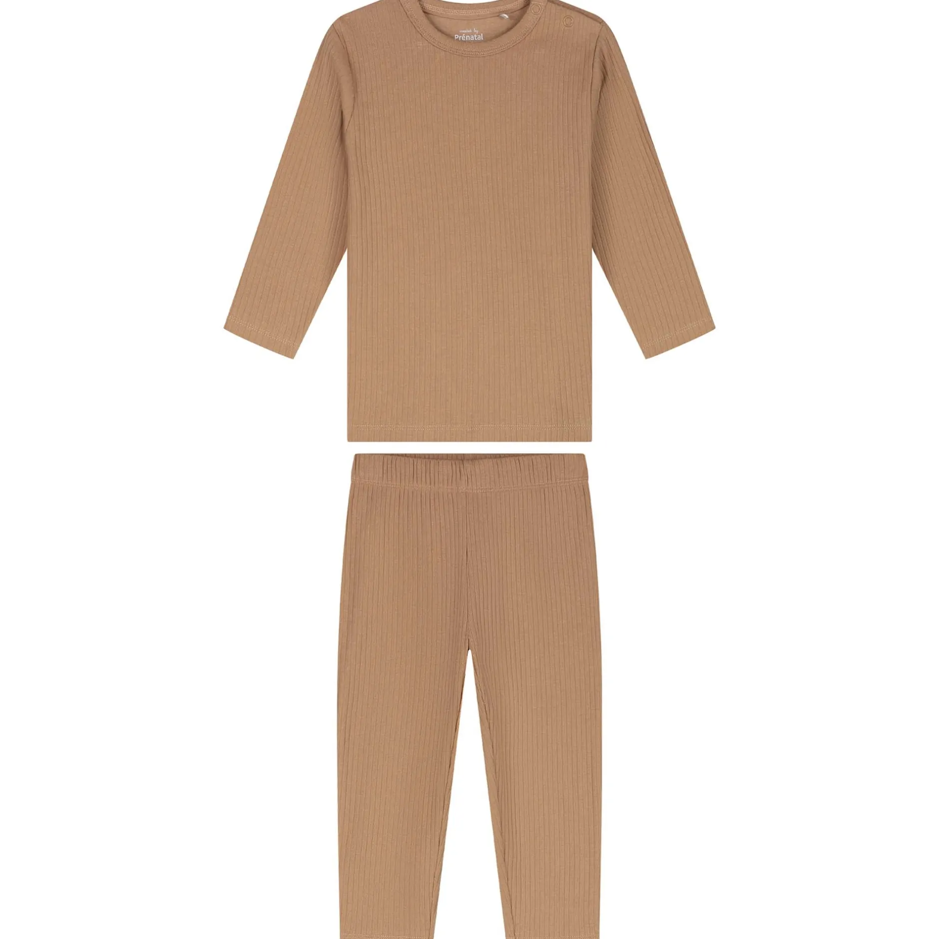 Pyjama's|Pyjama's*Prénatal Prenatal peuter rib pyjama beige Dark Sand Brown
