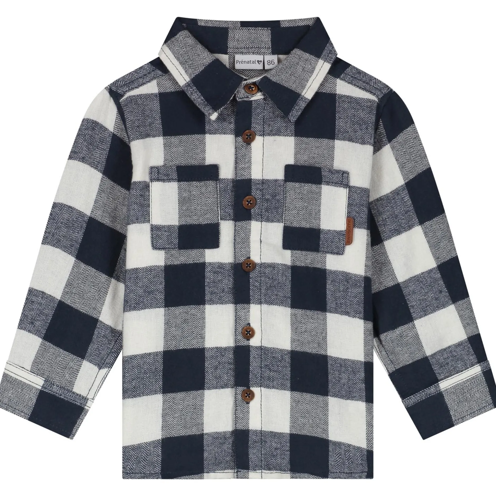 Shirts & Blouses|Shirts & Blouses*Prénatal baby blouse lange mouwen ruit blauw Dark Bluegrey