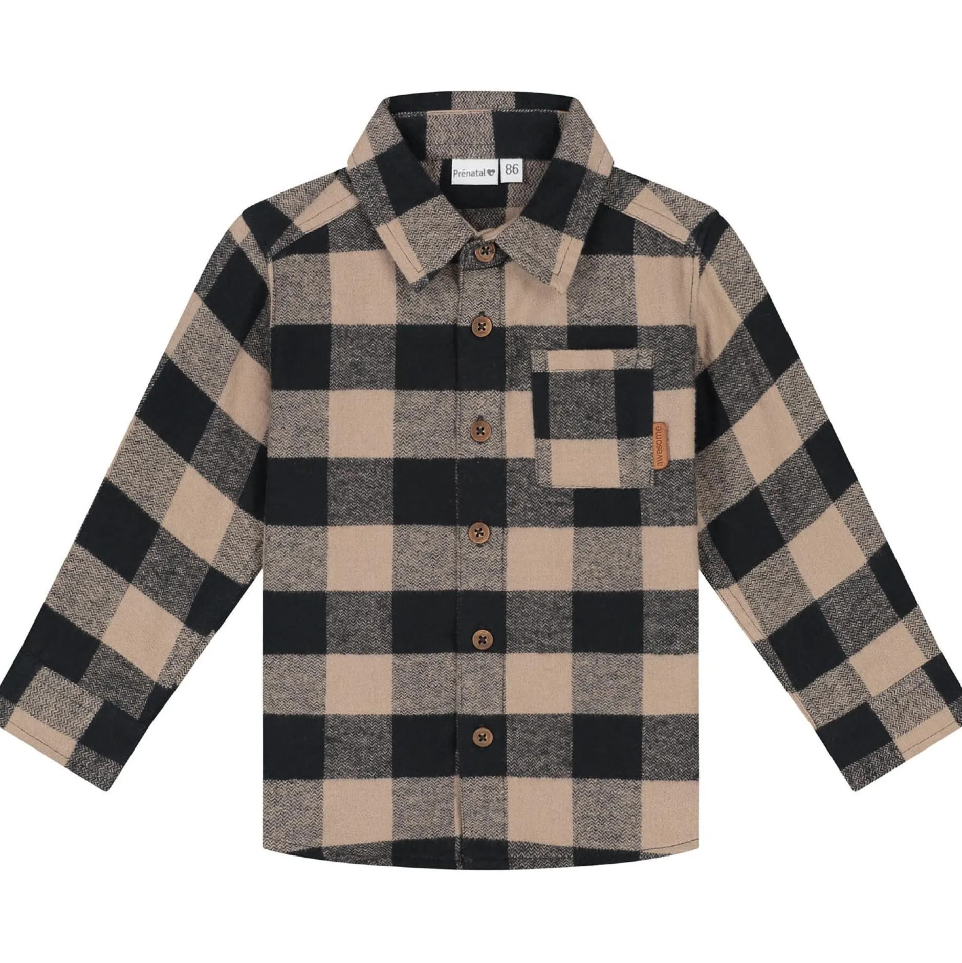 Shirts & Blouses|Shirts & Blouses*Prénatal baby blouse lange mouwen ruit bruin Light Mud Brown