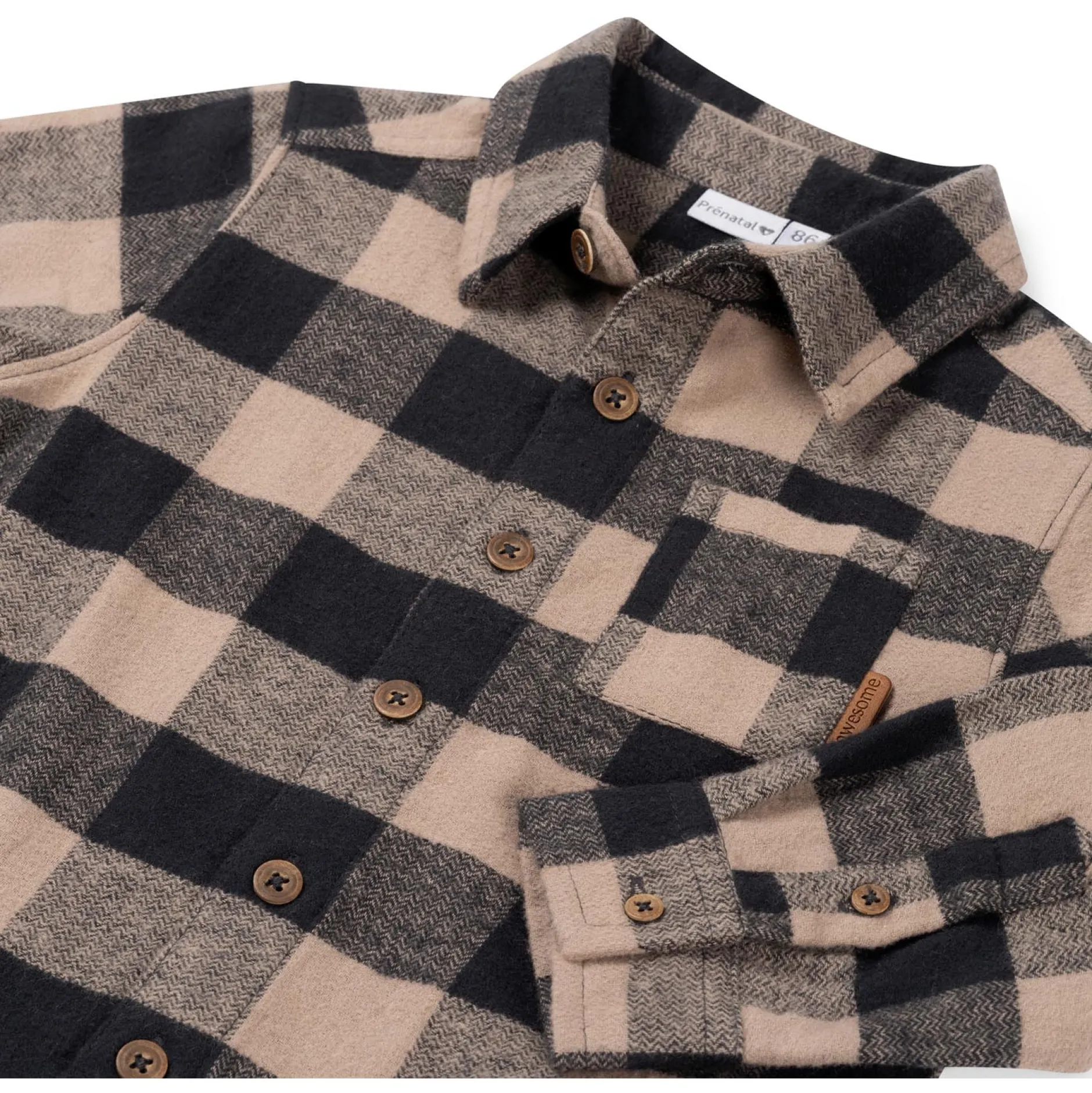 Shirts & Blouses|Shirts & Blouses*Prénatal baby blouse lange mouwen ruit bruin Light Mud Brown