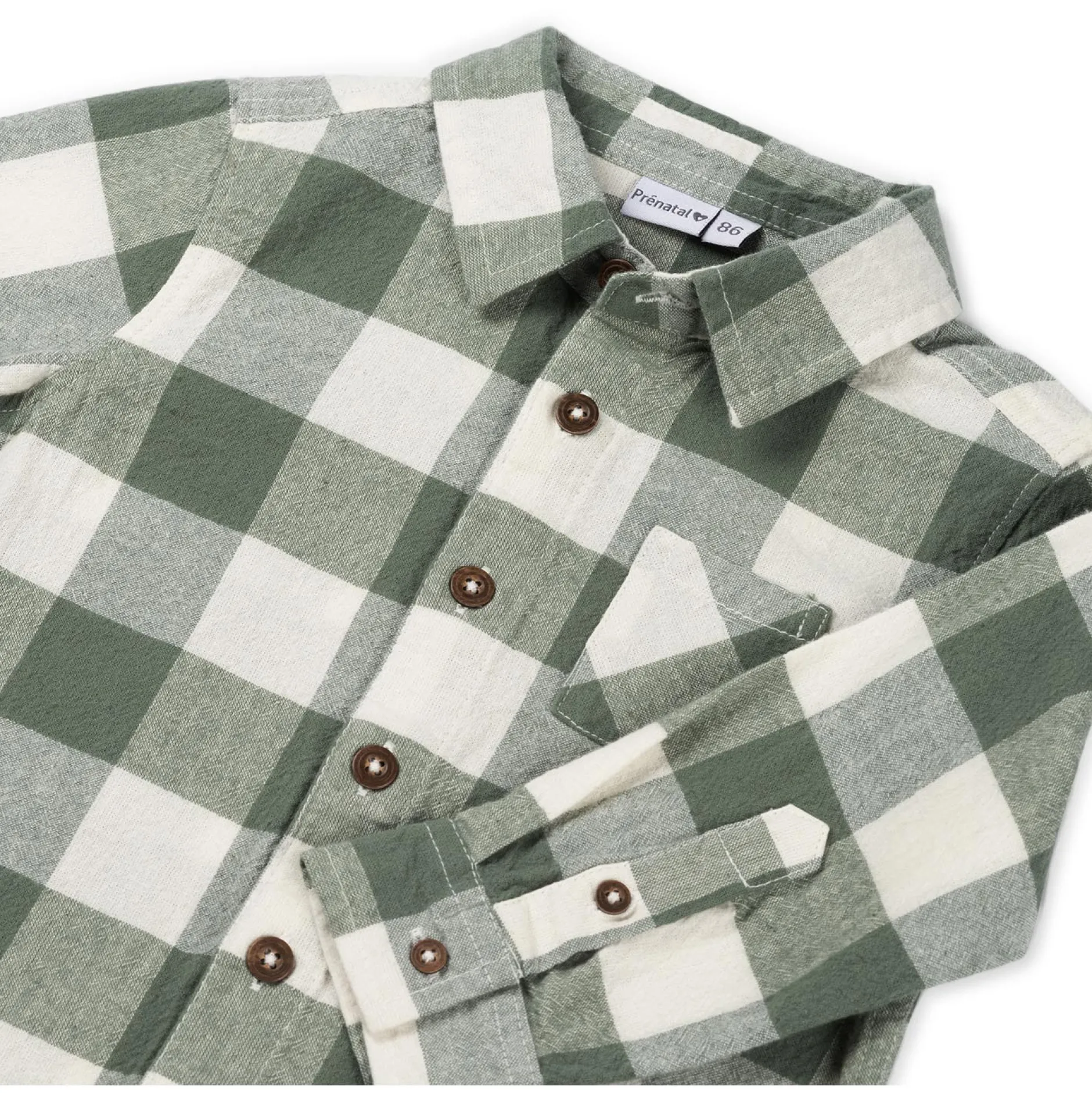 Shirts & Blouses|Shirts & Blouses*Prénatal baby blouse lange mouwen ruit groen Light Khaki Green