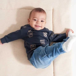 Broeken & Tuinbroeken|Jeans*Prénatal baby broek  effen blauw Light Blue Denim