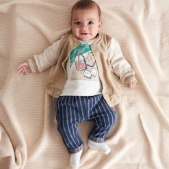 Broeken & Tuinbroeken|Broeken*Prénatal baby broek  strepen blauw Dark Grey Blue Melan